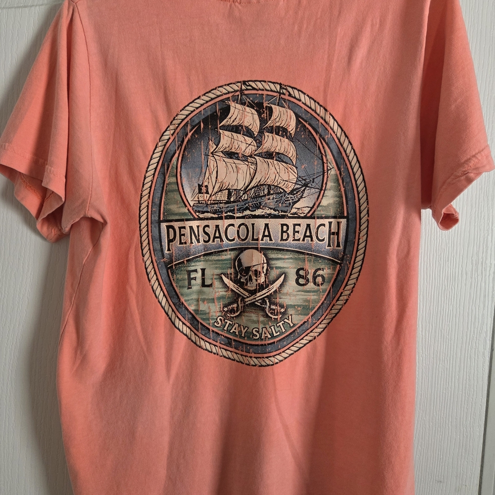 Pensacola Beach Coral Graphic Tee - Stay Salty